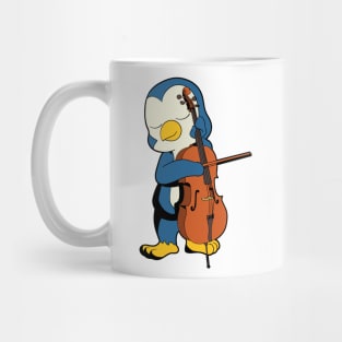 Comic penguin playing cello Mug